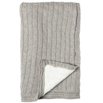 Rose Textiles - Grey Cable-Knit Sherpa Blanket Image 1