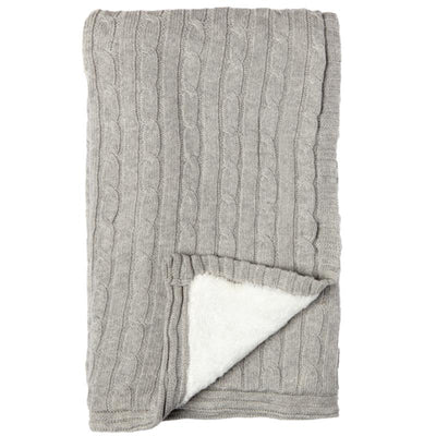 Rose Textiles - Grey Cable-Knit Sherpa Blanket Image 1