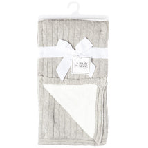 Rose Textiles - Grey Cable-Knit Sherpa Blanket Image 2