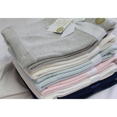 Rose Textiles - Knit Blanket With Border, Blue Image 1