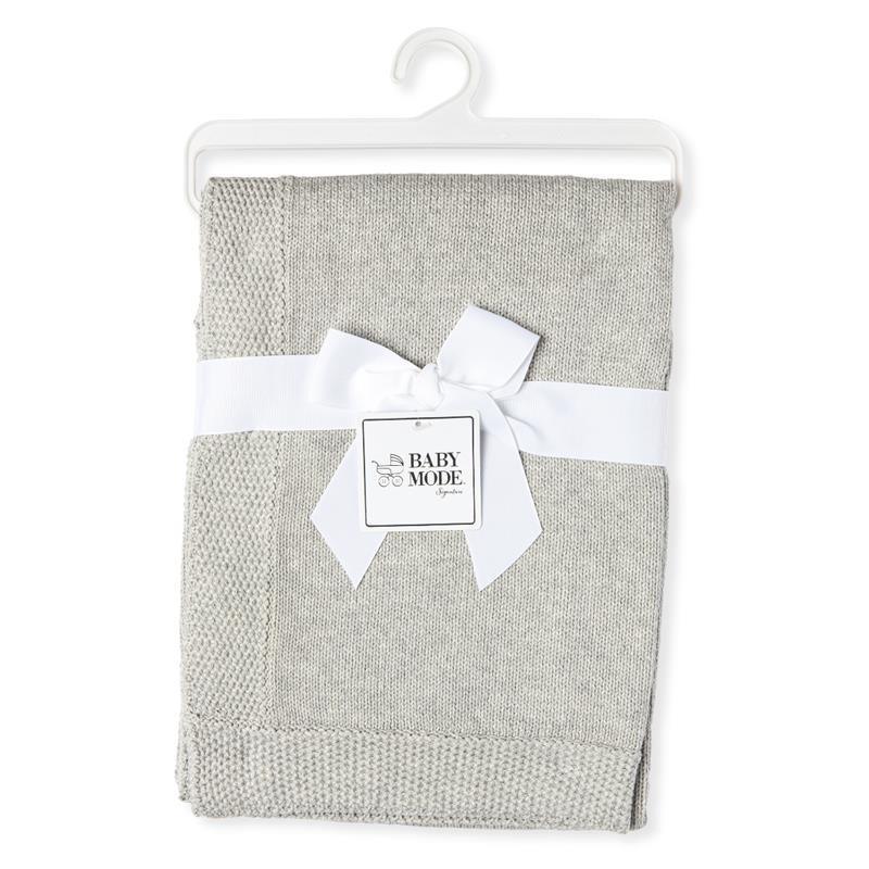 Rose Textiles - Knit Blanket With Border, Grey Image 1