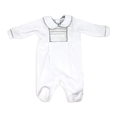 Rose Textiles - Neutral Velour Coverall, Smocking Image 1