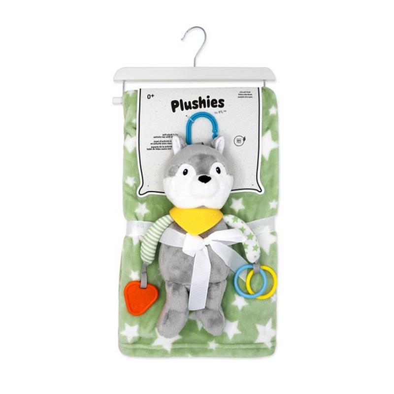 Rose Textiles - Plush Activity Toy & Blanket, Sage Wolf Image 2