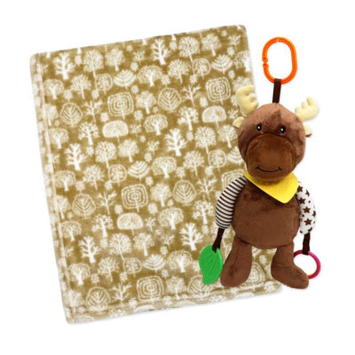Rose Textiles - Plush Activity Toy & Blanket Tan Moose Image 1