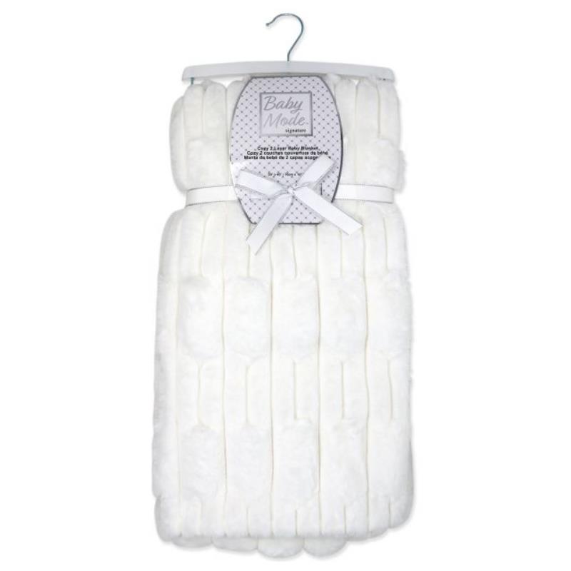 Rose Textiles - Rabbit Fleece Baby Blanket White Image 2