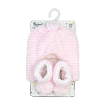 Rose Textiles Ridge Plush Hat & Bootie Set, Pink Image 2