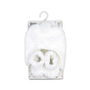 Rose Textiles Ridge Plush Hat & Bootie Set, White Image 2
