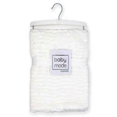 Rose Textiles - Ridged Plush Blanket, White Image 1