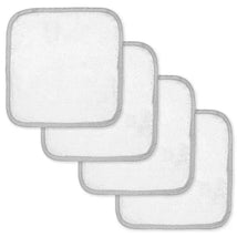 Rose Textiles - Solid Washcloth With Striped Trim, Grey Image 1