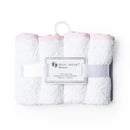 Rose Textiles - Solid Washcloth With Striped Trim, Pink Image 1