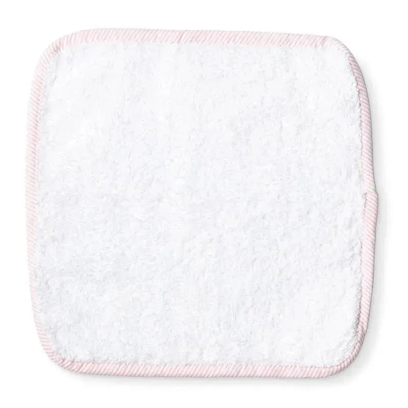 Rose Textiles - Solid Washcloth With Striped Trim, Pink Image 2
