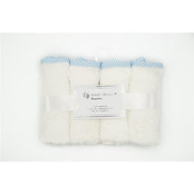 Rose Textiles White w/ Blue Striped Trim Baby Washcloths Image 1