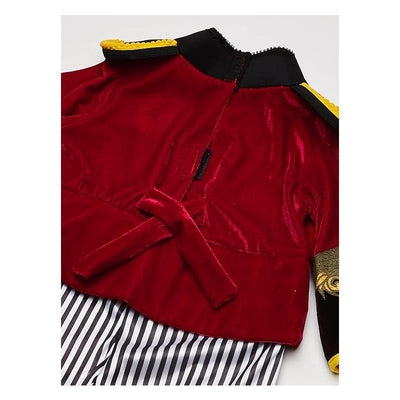 Rubies Ringmaster Infant/Toddler Costume featuring a red velvet jacket with yellow trim and black-and-white striped pants.