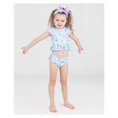 Rufflebutts - 2Pk Baby Girl Fairytale Garden Cap Sleeve Ruffle Hem Bikini Image 2