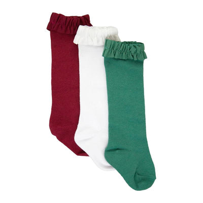 Rufflebutts 3Pk Rosewood, Ivory & Spruce Knee High Socks Image 1