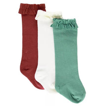Rufflebutts - 3Pk Rosewood, Ivory & Spruce Knee High Socks Image 1