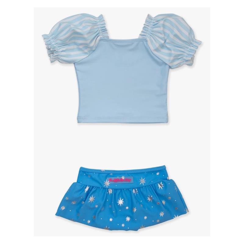 Rufflebutts - Baby Girl Blue Puffed Sleeve Skirted 2 Piece Swimsuit Image 3