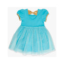 Rufflebutts - Baby Girl Blue Short Sleeve Bow Twirl Dress Image 3