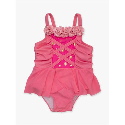 Rufflebutts - Baby Girl Dress-Up One Piece Swimsuit Royal Pink Princess Image 2