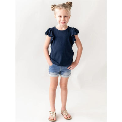 Rufflebutts - Baby Girl Light Wash Girls Denim Shorts  Image 1