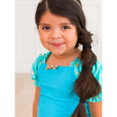Rufflebutts - Baby Girl Puff Sleeve Skirted 2-Piece Swimsuit Teal Golden Princess Image 4