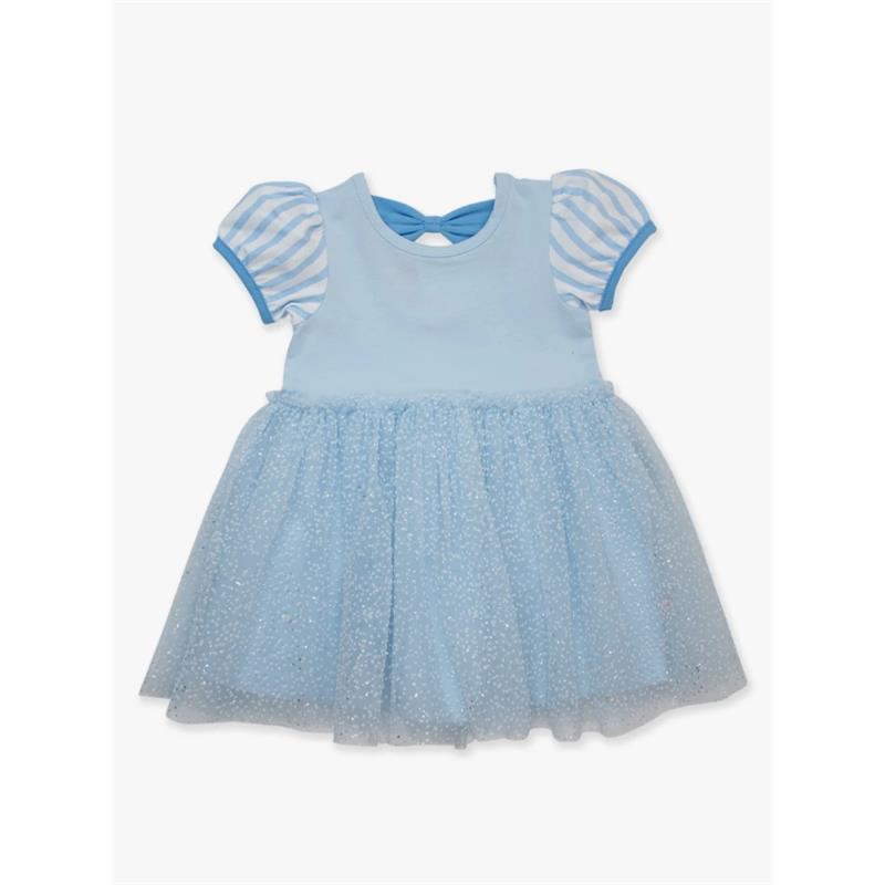 Rufflebutts - Baby Girl Short Sleeve Princess Bow Twirl Dress Crystal Blue Princess Image 2