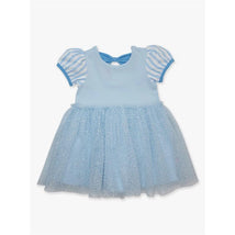 Rufflebutts - Baby Girl Short Sleeve Princess Bow Twirl Dress Crystal Blue Princess Image 2