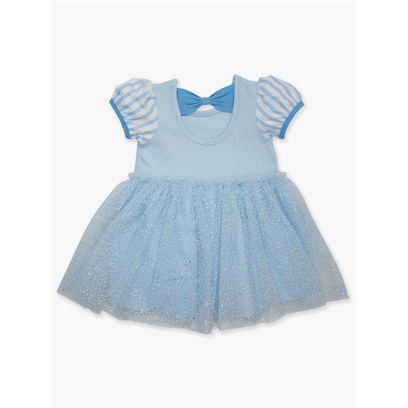 Rufflebutts - Baby Girl Short Sleeve Princess Bow Twirl Dress Crystal Blue Princess Image 3