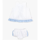 Rufflebutts - Baby Girls White & Light Blue Swing Top & Bloomer Set White Image 3