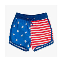 Rufflebutts Dolphin Hem Swim Trunks, Stars & Stripes (July 4) Image 1
