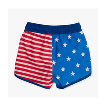 Rufflebutts Dolphin Hem Swim Trunks, Stars & Stripes (July 4) Image 2