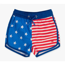 Rufflebutts - Boys Dolphin Hem Swim Trunks Stars & Stripes Image 2