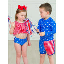 Rufflebutts - Boys Dolphin Hem Swim Trunks Stars & Stripes Image 3
