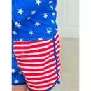 Rufflebutts Dolphin Hem Swim Trunks, Stars & Stripes (July 4) Image 4