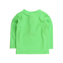 Neon honeydew long sleeve zipper rash guard for boys, featuring a vibrant green color and seamless stitching.