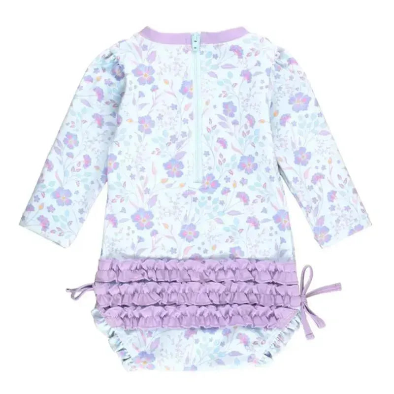 Rufflebutts Rash Guard Rufflebutts - Fairytale Garden Long Sleeve One Piece Rash Guard