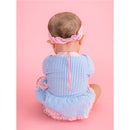 Rufflebutts Girls Periwinkle Blue Seersucker Long Sleeve One Piece Bow Peplum Rash Guard Swimsuit Image 6