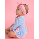 Rufflebutts Girls Periwinkle Blue Seersucker Long Sleeve One Piece Bow Peplum Rash Guard Swimsuit Image 7