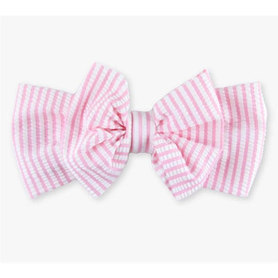 Rufflebutts Girls Pink Seersucker Swim Bow Headband