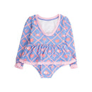 Rufflebutts Girls Tropical Trellis Long Sleeve One Piece Bow Peplum Rash Guard Swimsuit Image 4