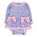 Rufflebutts Girls Tropical Trellis Long Sleeve One Piece Bow Peplum Rash Guard With Zipper Image 1