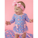 Rufflebutts Girls Tropical Trellis Long Sleeve One Piece Bow Peplum Rash Guard With Zipper Image 2