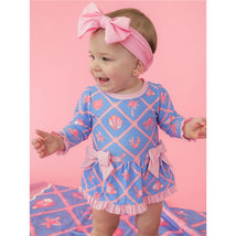 Rufflebutts Girls Tropical Trellis Long Sleeve One Piece Bow Peplum Rash Guard With Zipper Image 2