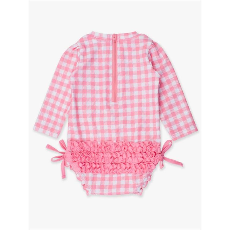 Rufflebutts Rash Guard Rufflebutts - Long Sleeve One Piece Rash Guard, Bubblegum Pink