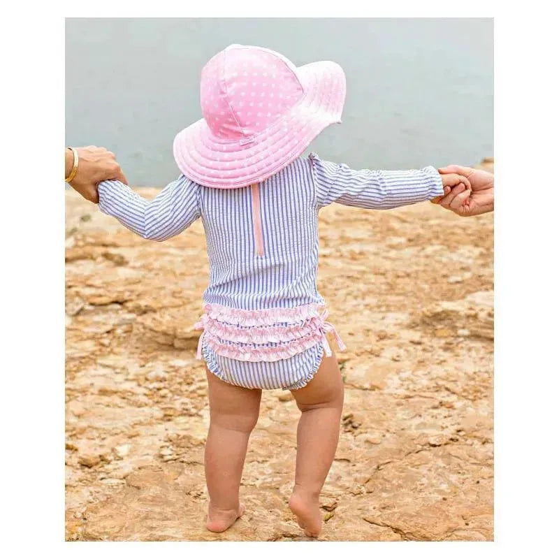 Rufflebutts - Periwinkle Blue Seersucker One Piece Rash Guard Image 5