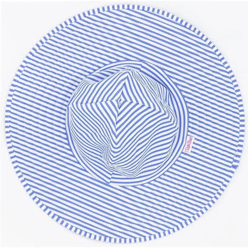 Rufflebutts Periwinkle Blue Seersucker Swim Hat, 3T-5 Image 3