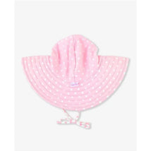 Rufflebutts - Pink Polka And Stripe Reversible Swim Hat Image 1