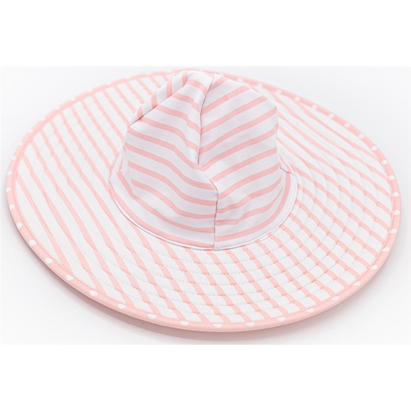 Rufflebutts - Pink Polka And Stripe Reversible Swim Hat Image 4