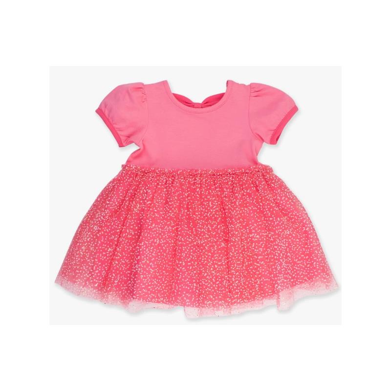 Rufflebutts - Baby Girl Pink Short Sleeve Bow Twirl Dress  Image 2
