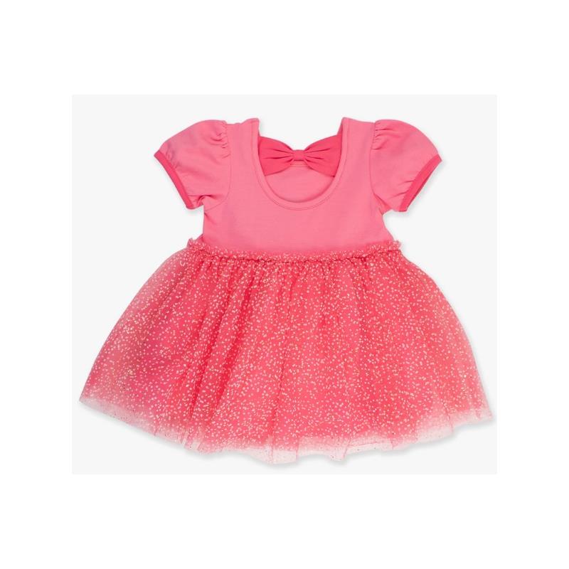 Rufflebutts - Baby Girl Pink Short Sleeve Bow Twirl Dress  Image 3